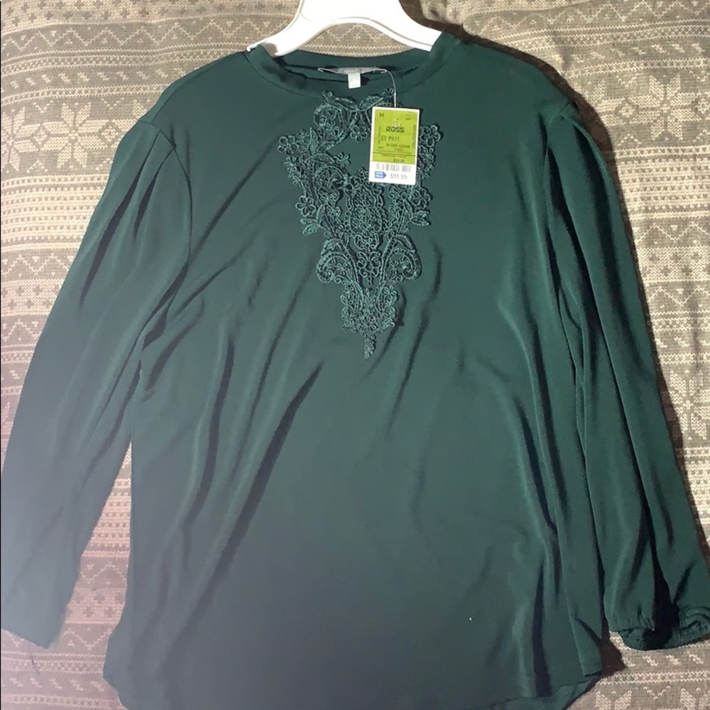 Dark Green Knit Blouse/Shirt